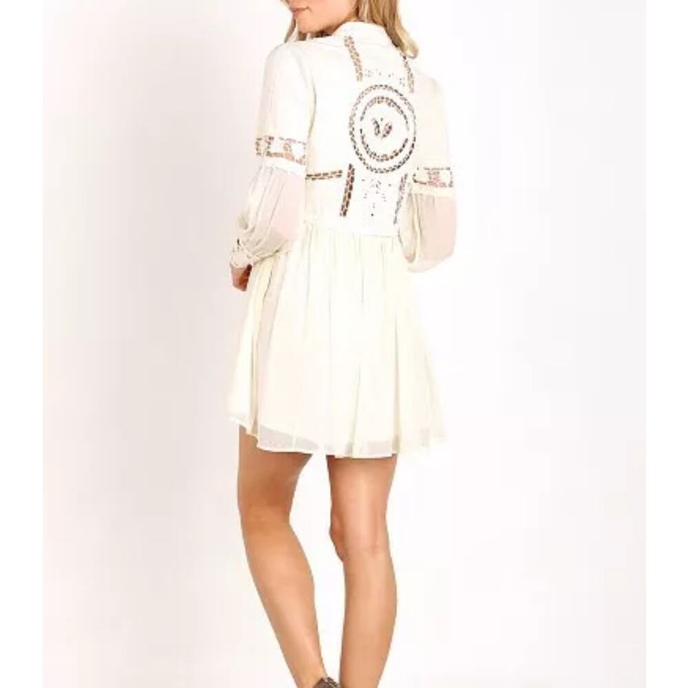 Free People In Dreamland Cutwork Dress in Ivory size 6